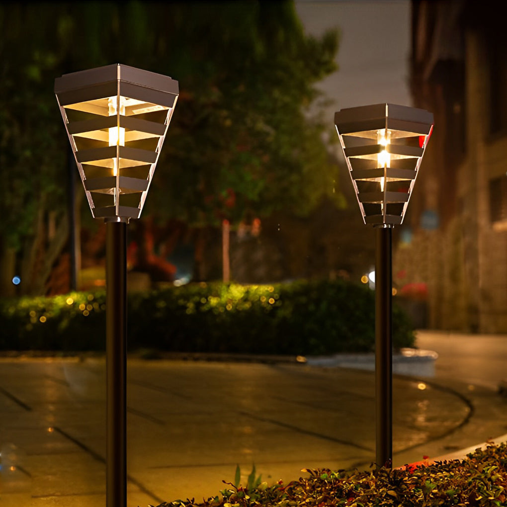 Smart Solar Black Outdoor Post Light Weatherproof LED Lawn Lamp with Intelligent Light Control - Lamp Outdoor