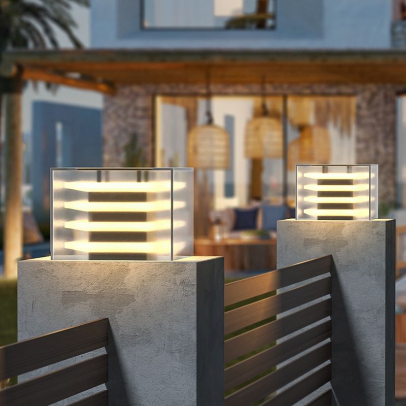Ray Modern Rectangular Metal Acrylic Outdoor Solar Lamp - Lamp Outdoor