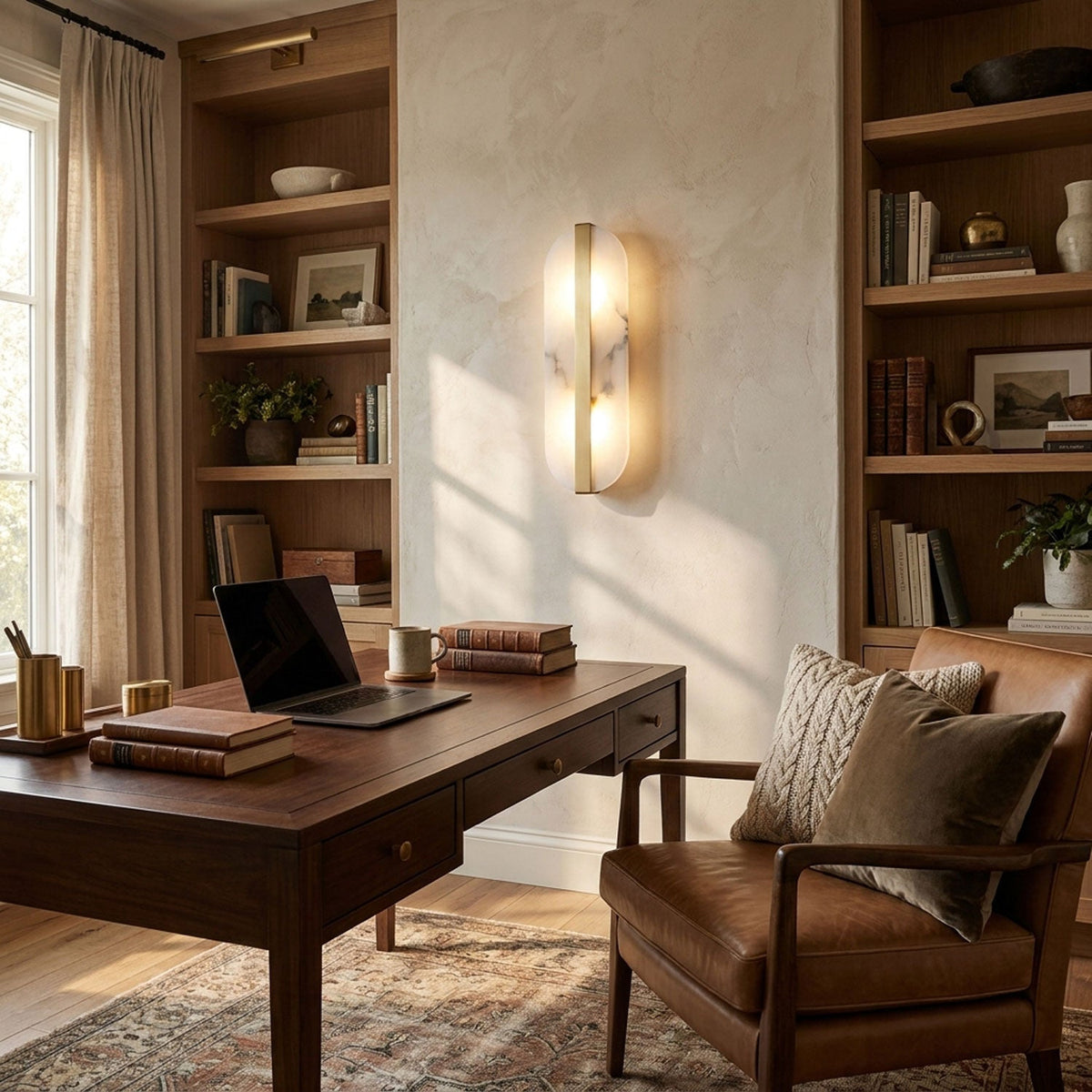 Hekel Long Ellipse Alabaster Indoor Wall Light