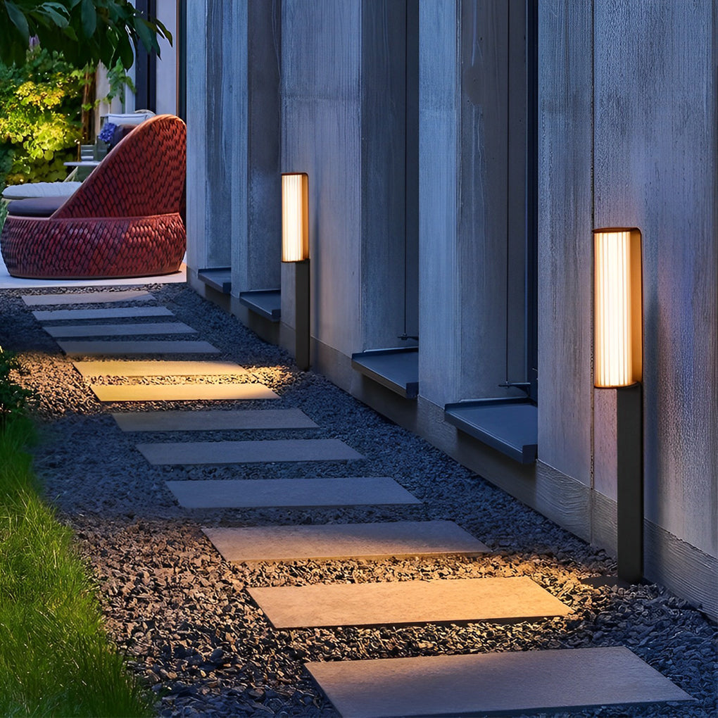 Back-to-Back Dual Cylinder LED Pathway Lights Black Waterproof Outdoor Lamp - Lamp Outdoor