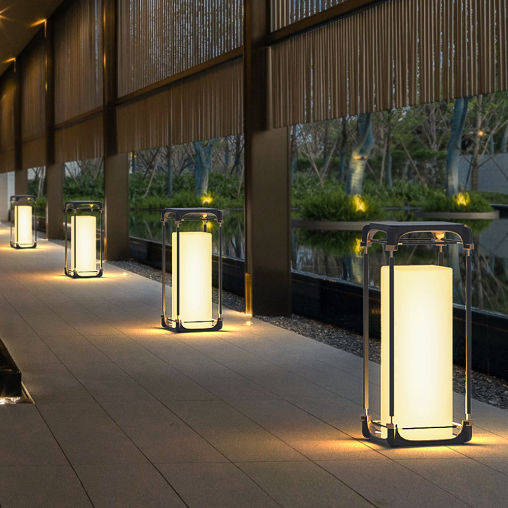 Ray Simple Cube Cuboid Outdoor Floor Lamp Hardwired Solar - Lamp Outdoor