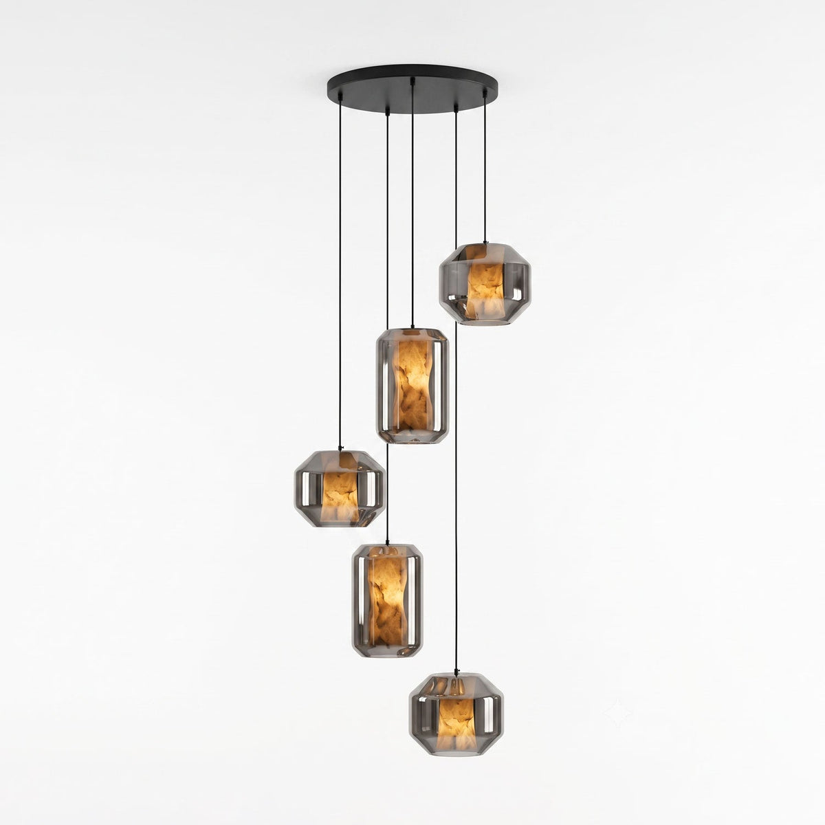 Yikia Alabaster Glass Cylinder Pendant Light
