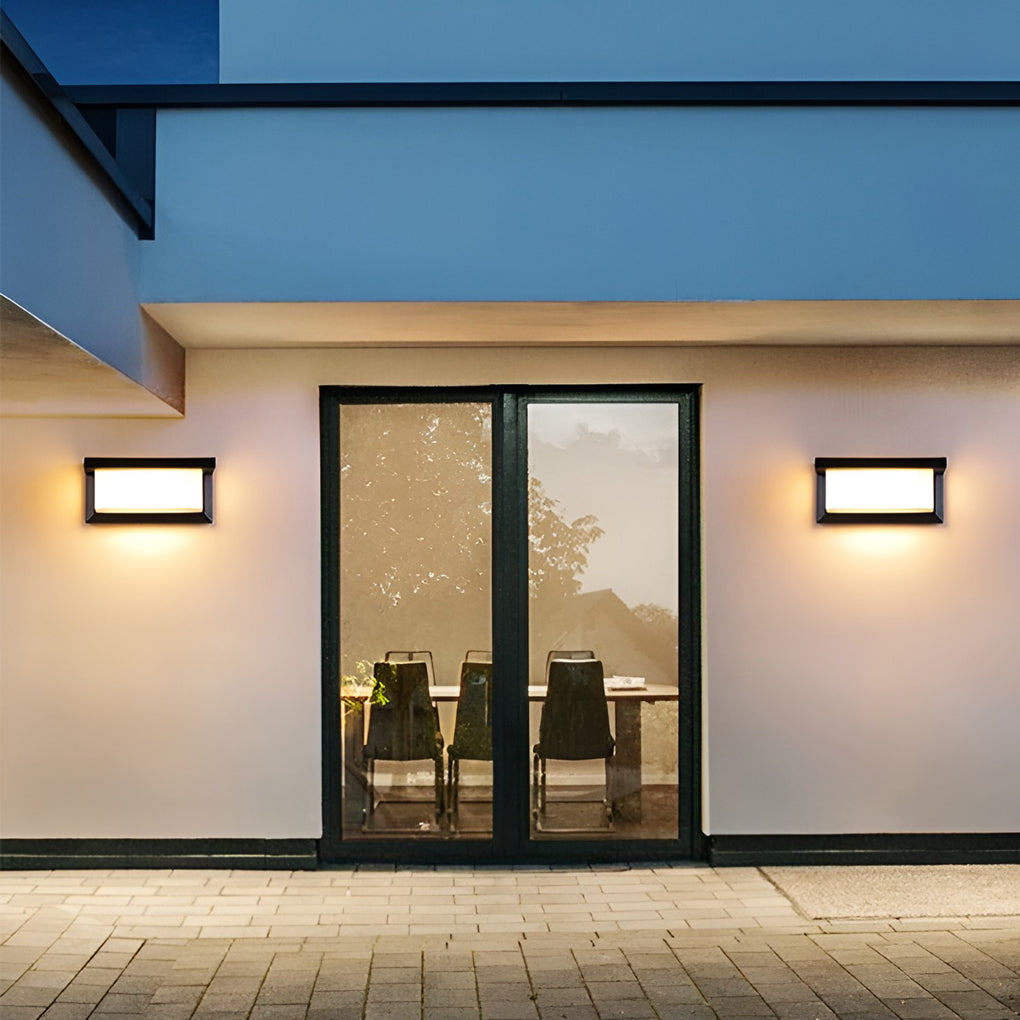 Rectangle Waterproof Light Control Induction Black Modern Solar Sconces - Lamp Outdoor