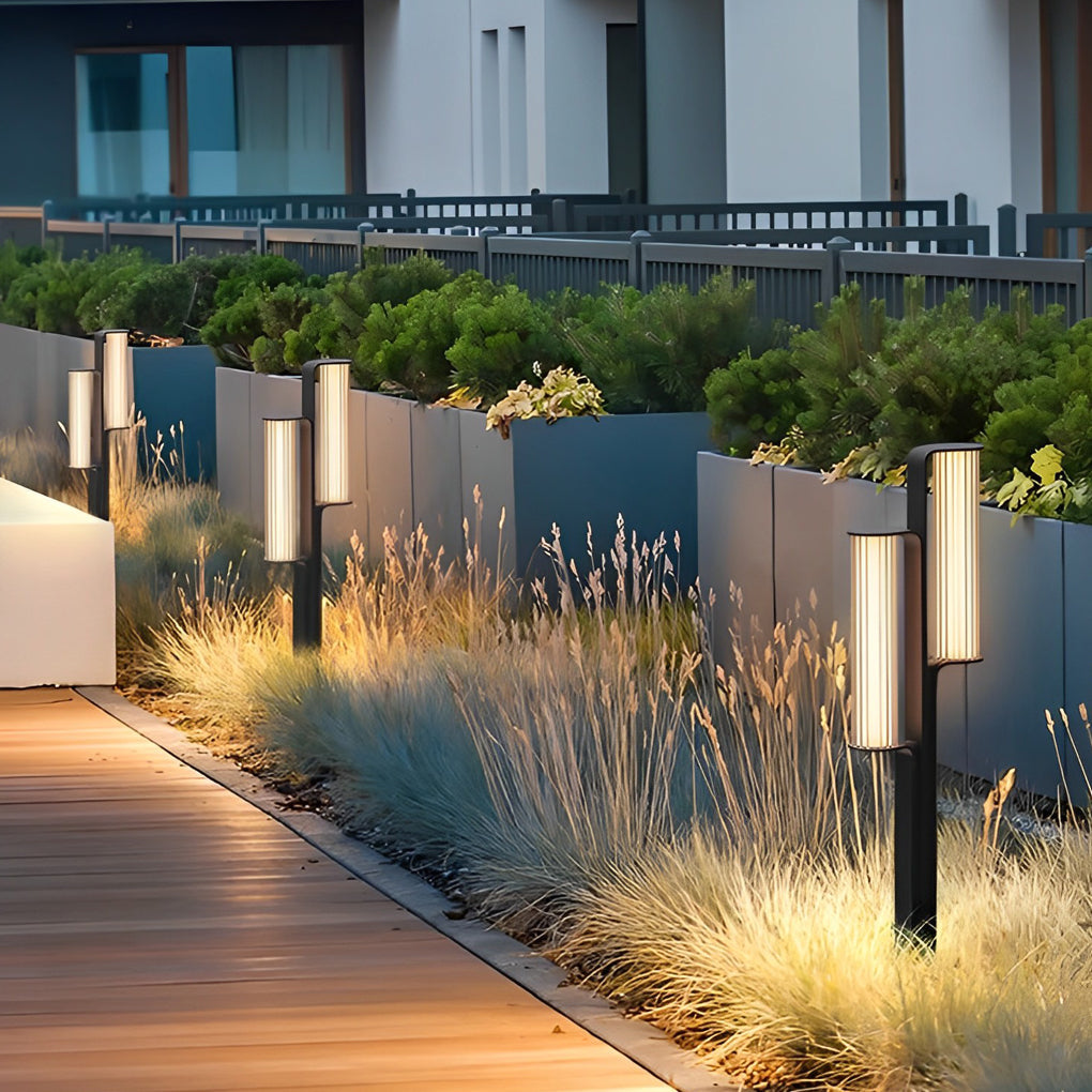 Back-to-Back Dual Cylinder LED Pathway Lights Black Waterproof Outdoor Lamp - Lamp Outdoor
