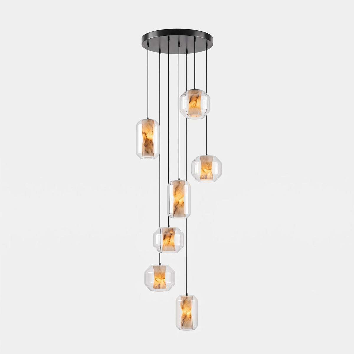Yikia Alabaster Glass Cylinder Pendant Light