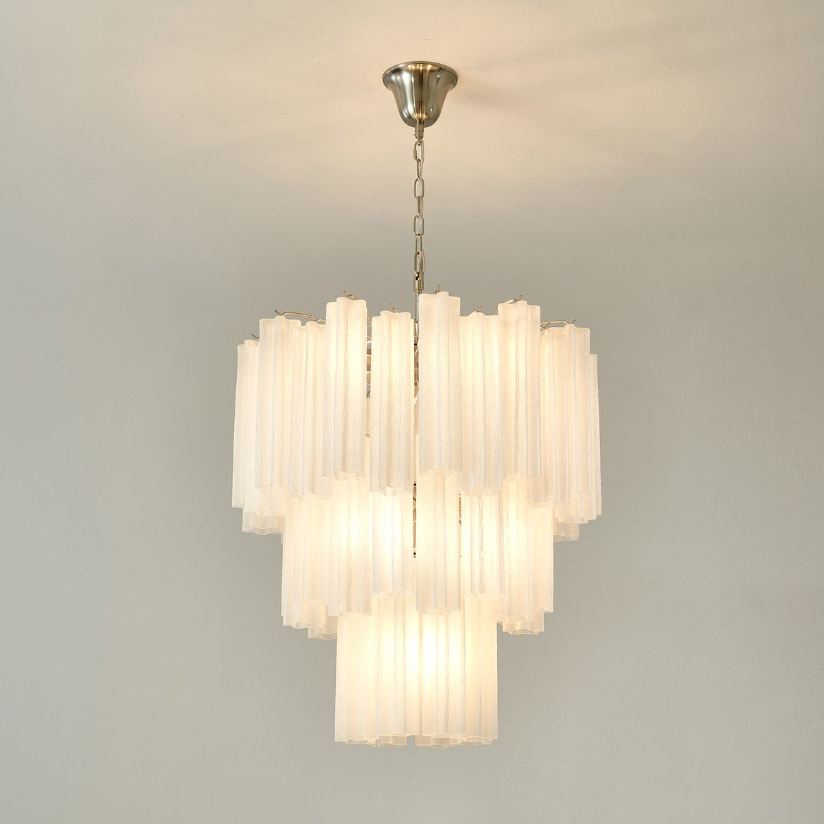 Lioreissa Chandelier Frosted Glass Tubes Layered Minimalist