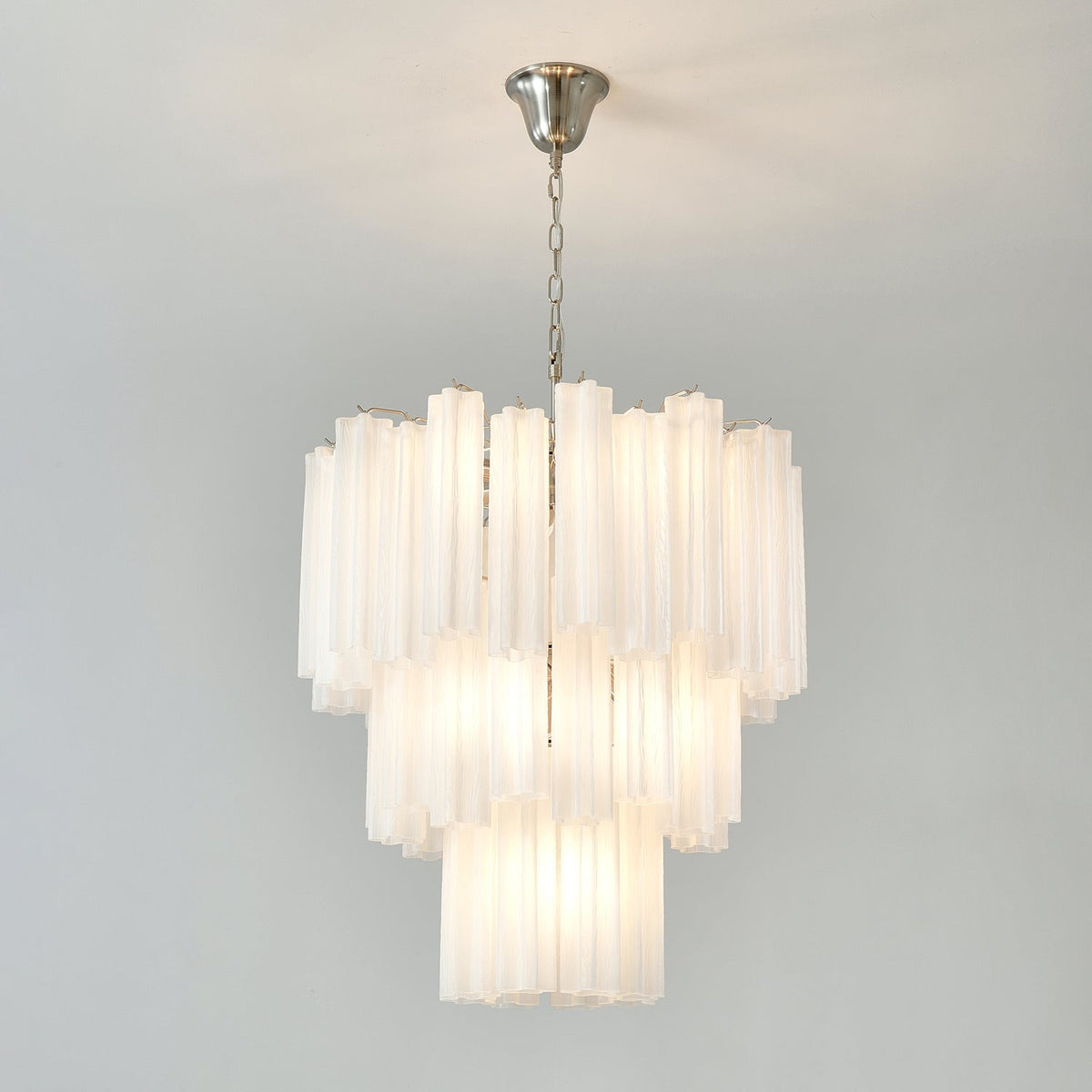 Lioreissa Chandelier Frosted Glass Tubes Layered Minimalist