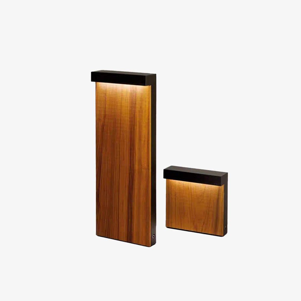 Ray Modern Metal Rectangular Outdoor Path Light, Wood - Lamp Outdoor