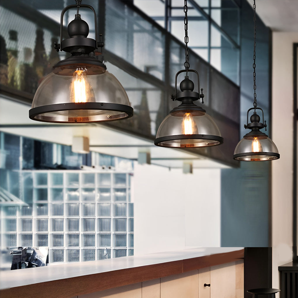 Antique Glass Iron Retro Industrial Pendant Ceiling Lights Dining Room Hanging Island Lamp - Lamp Outdoor