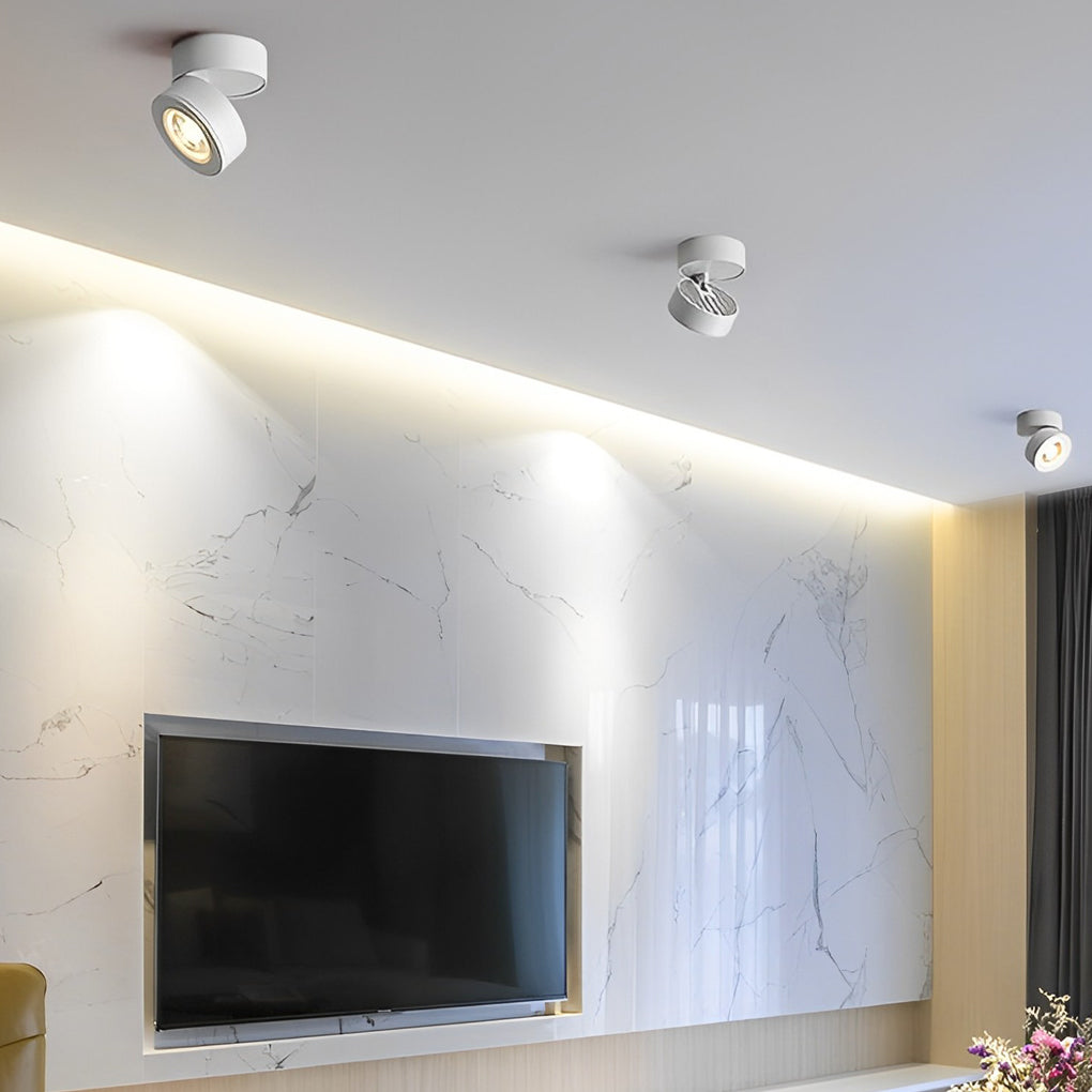 Round 7W Foldable LED Spotlight Rotating Head Flush Mount Light - Lamp Outdoor