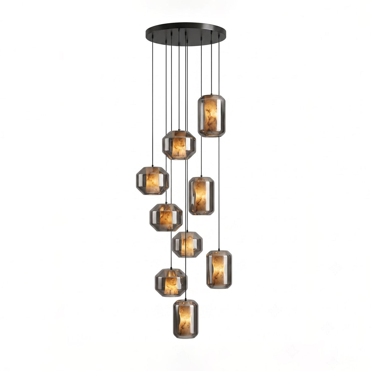 Yikia Alabaster Glass Cylinder Pendant Light