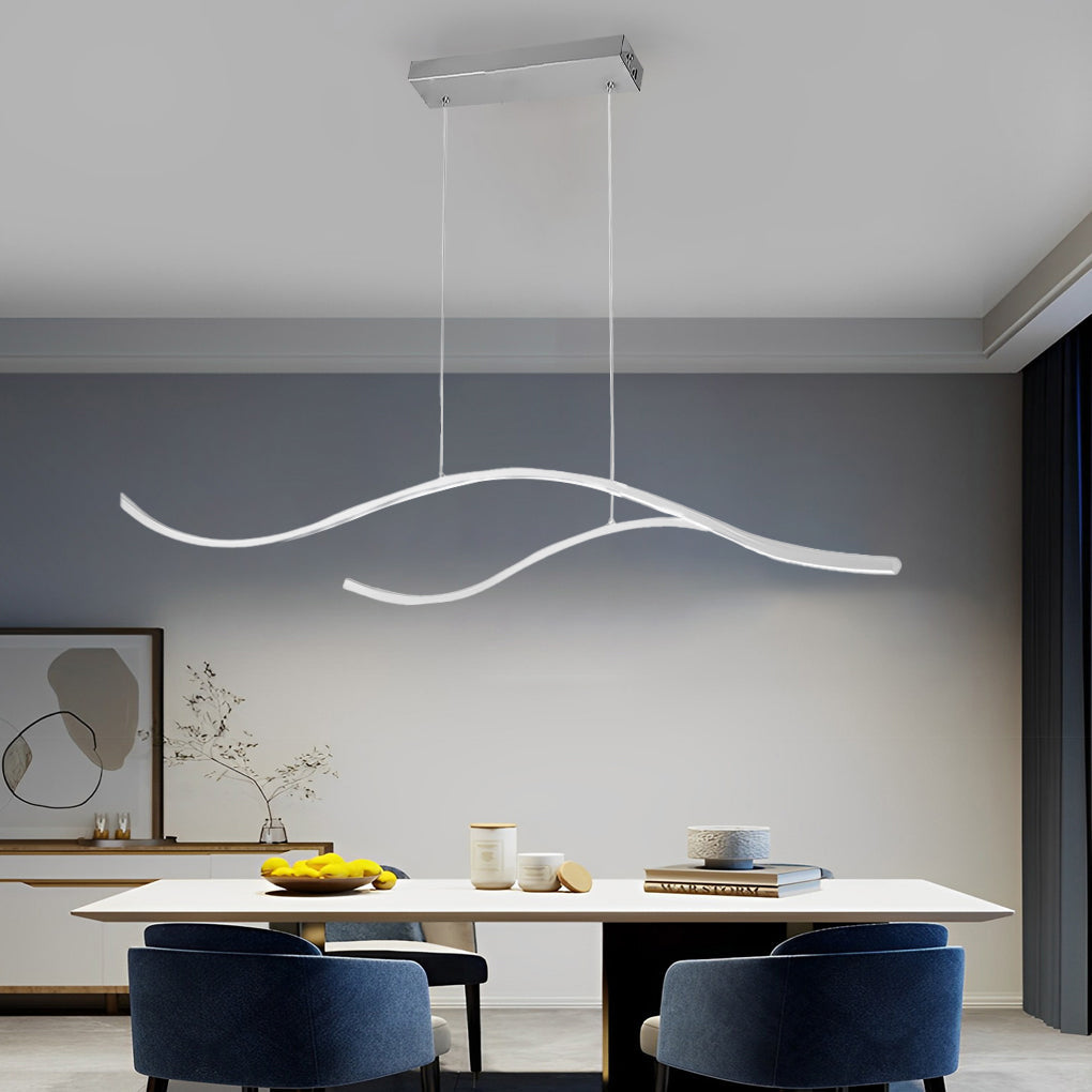 Wave Linear Hanging Branch Chandelier LED Island Ceiling Lights - Lamp Outdoor