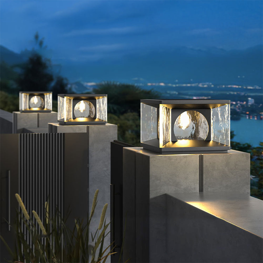 Ray Modern Transparent Rectangular Metal Glass Outdoor Floor Lamp - Lamp Outdoor