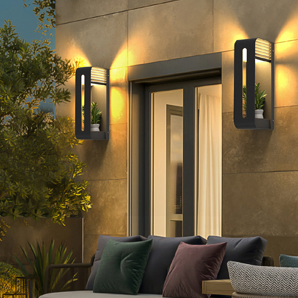Ray Modern Rectangular Metal Acrylic Solar Outdoor Plants Pot Holder Wall Lamp - Lamp Outdoor