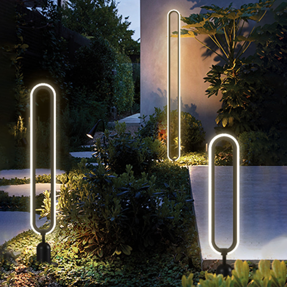 Ray Modern Metal Elliptical Ring Solar Outdoor Path Light - Lamp Outdoor
