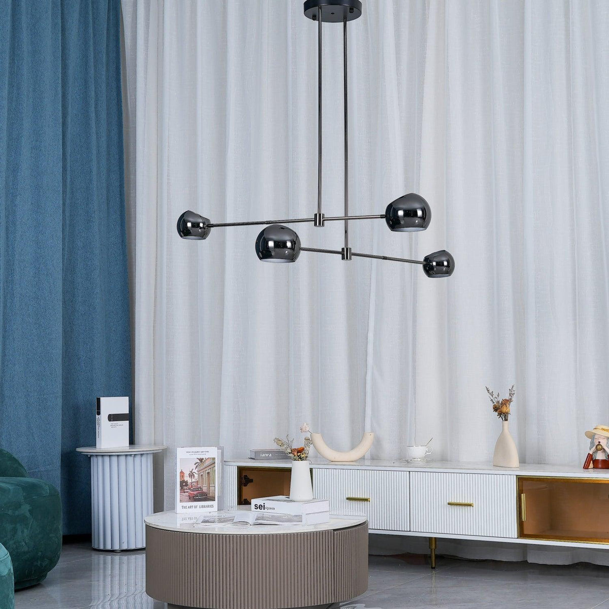 Celanella Chandelier Black Glass Acaba Elegant