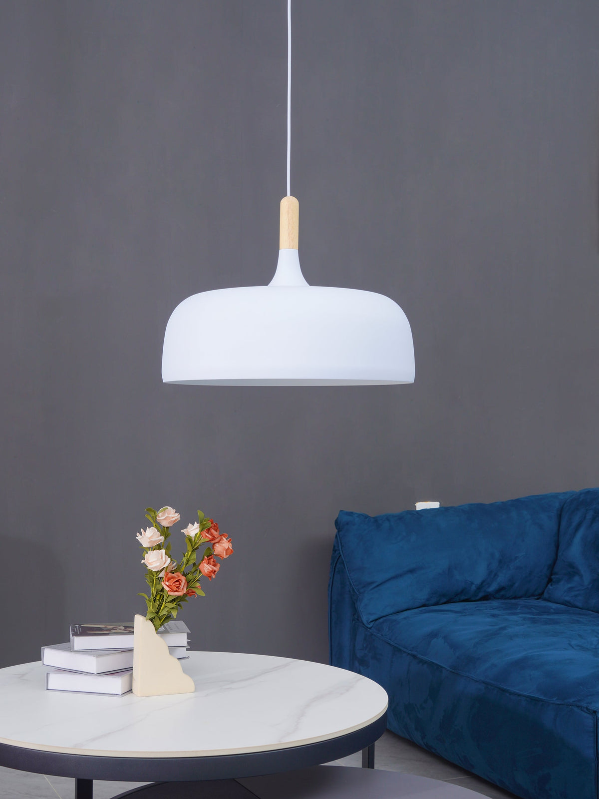 Sylivenne Pendant Lamp White Shade Wood
