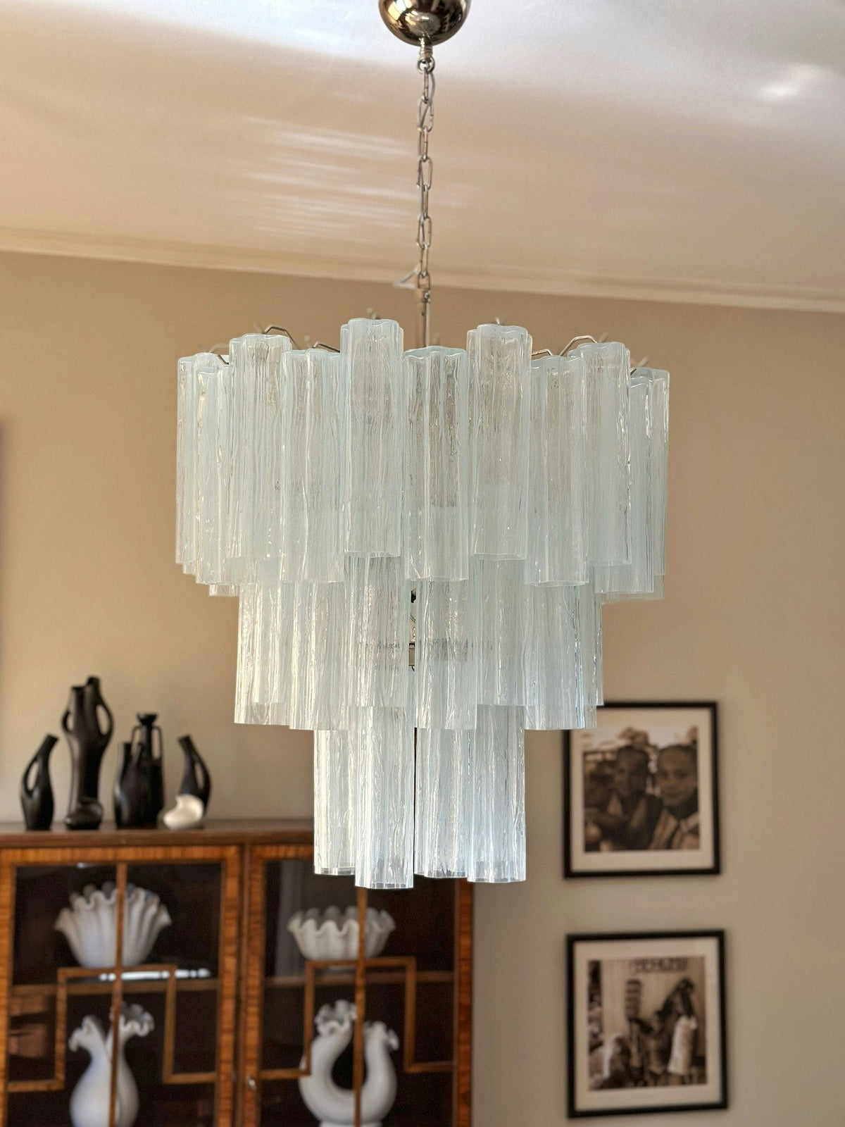 Bryndel Chandelier White Layered Tube