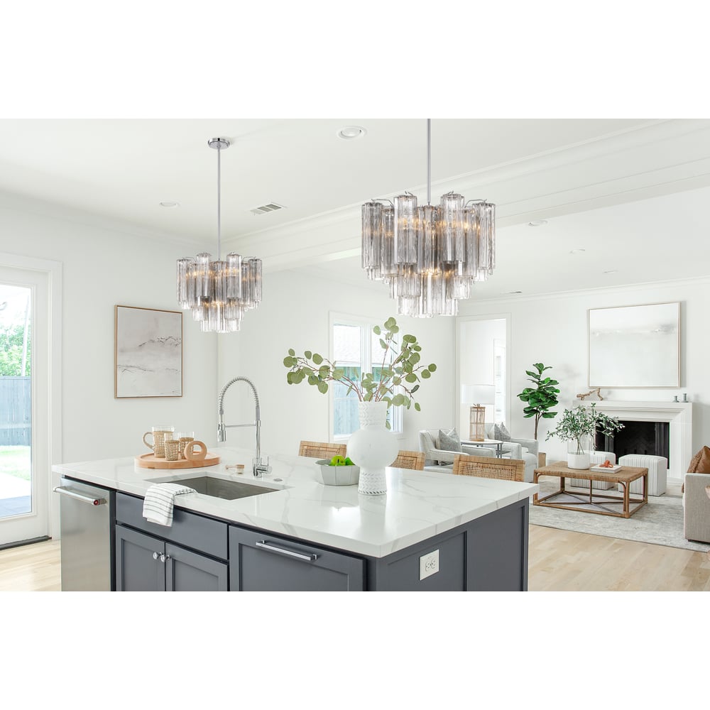 Namo Murano Chandelier Glass Tube Layered Amber