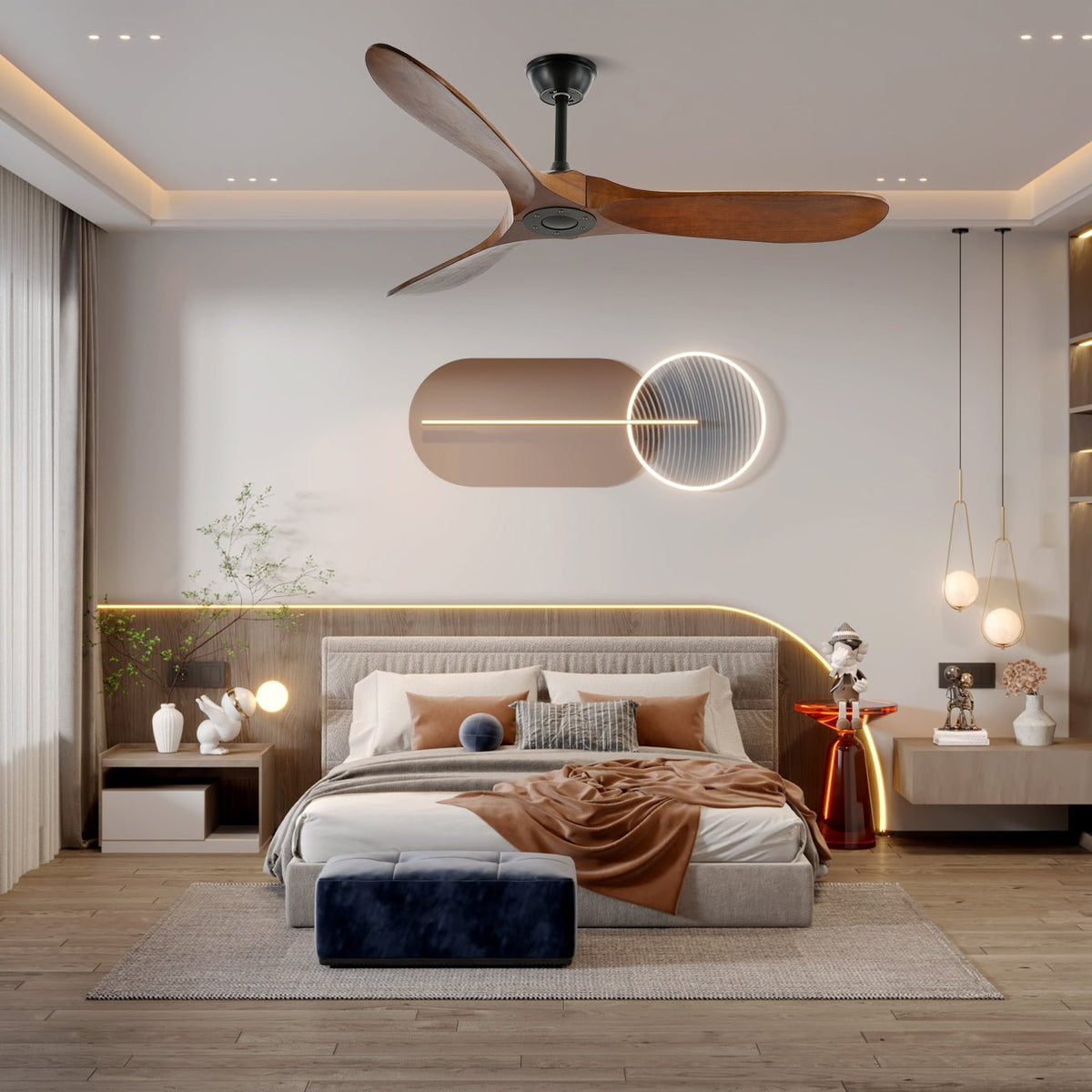 Orano Wood Contemporary Ceiling Fan