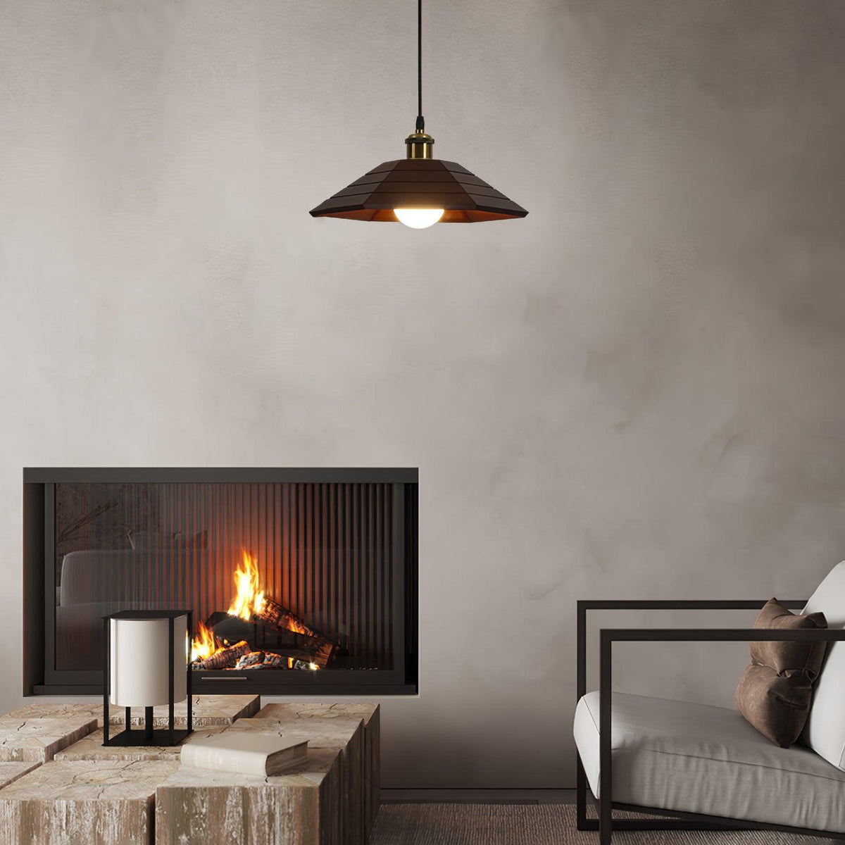 Evys Traditional Art Wood Pendant Light