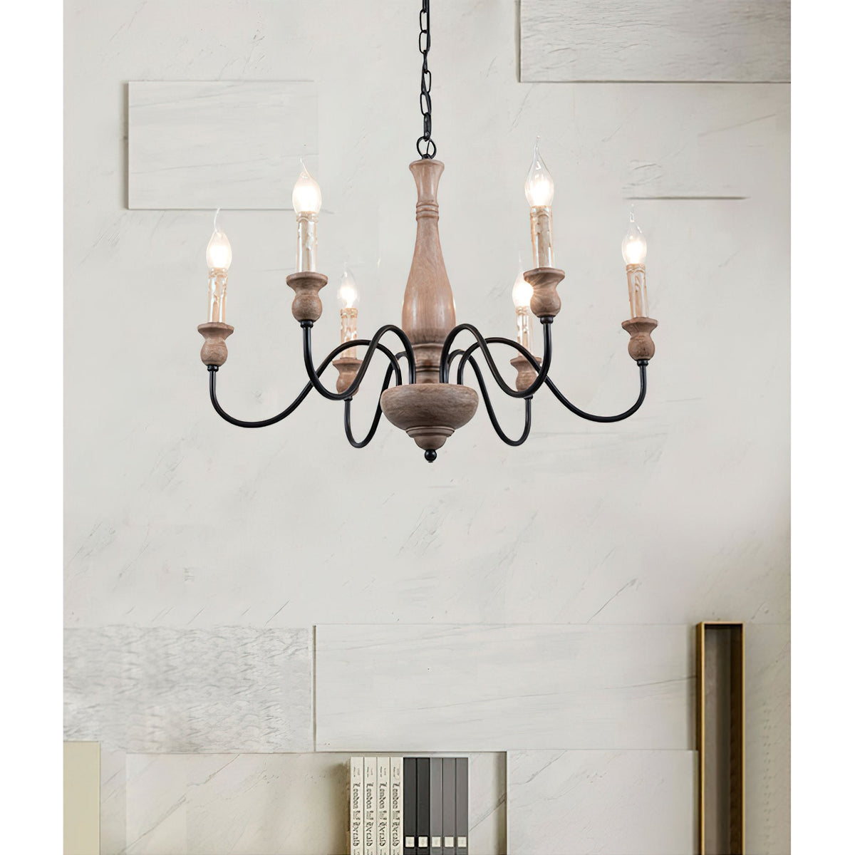 Afralia Modern Industrial Wooden Chandelier