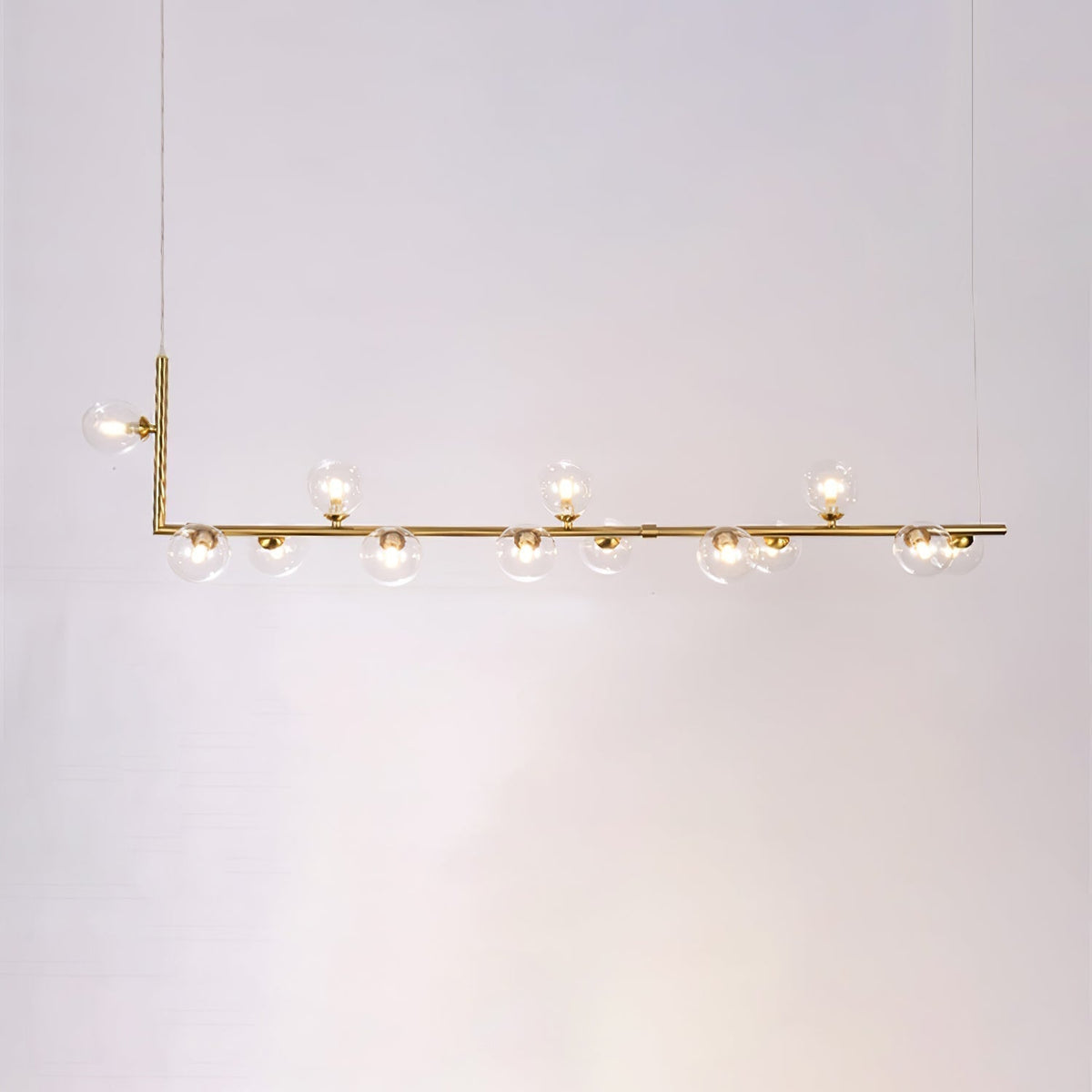 Moss Chandelier Glass with Black Steel Linear