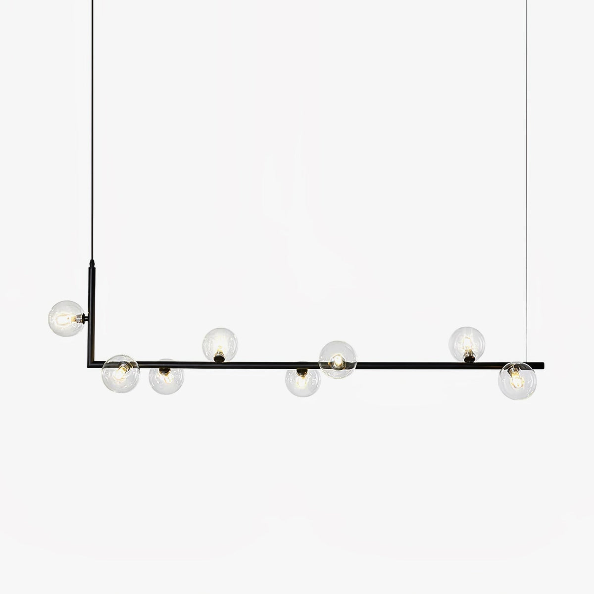 Moss Chandelier Glass with Black Steel Linear