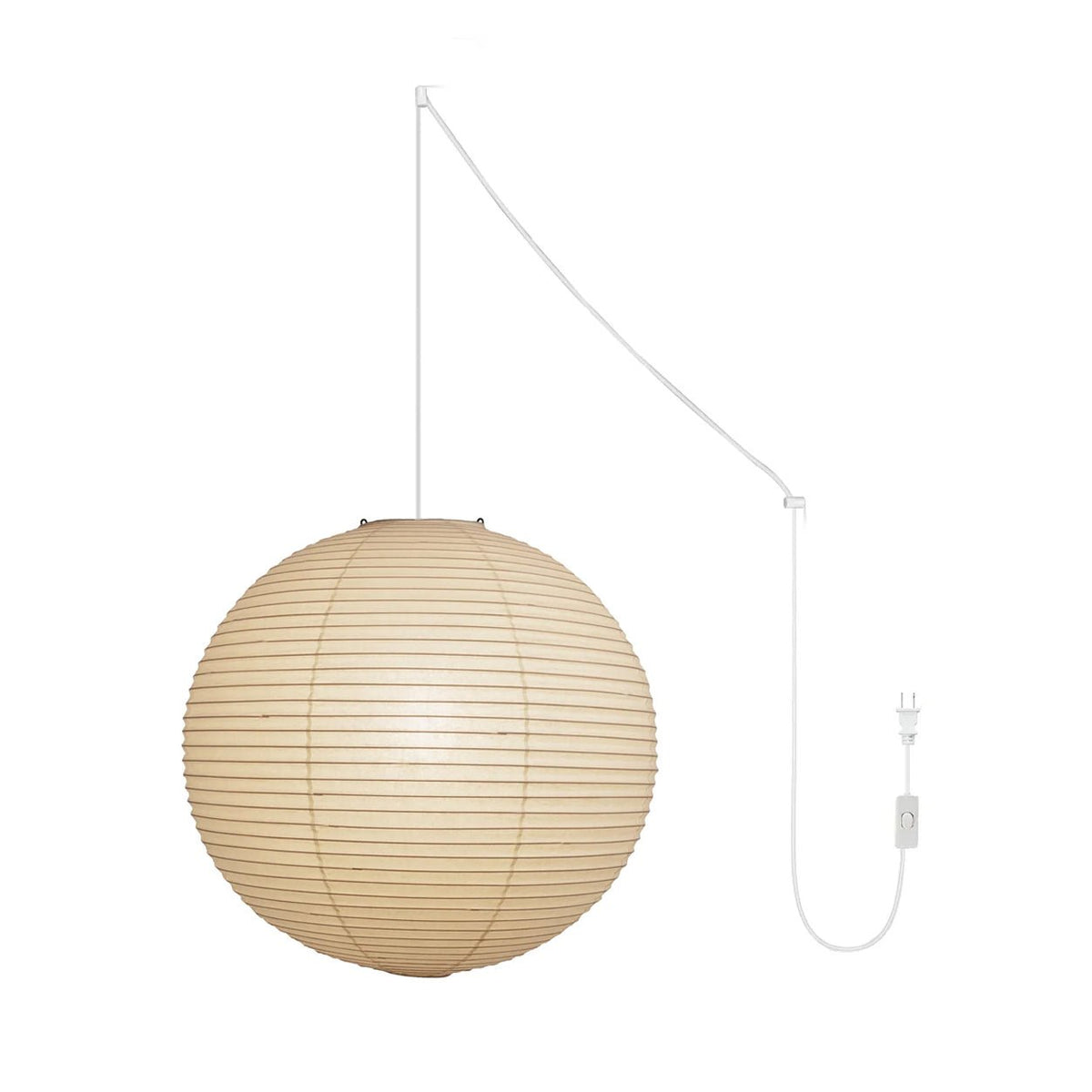 Quaden Paper Globe White Plug Wire Pendant Light
