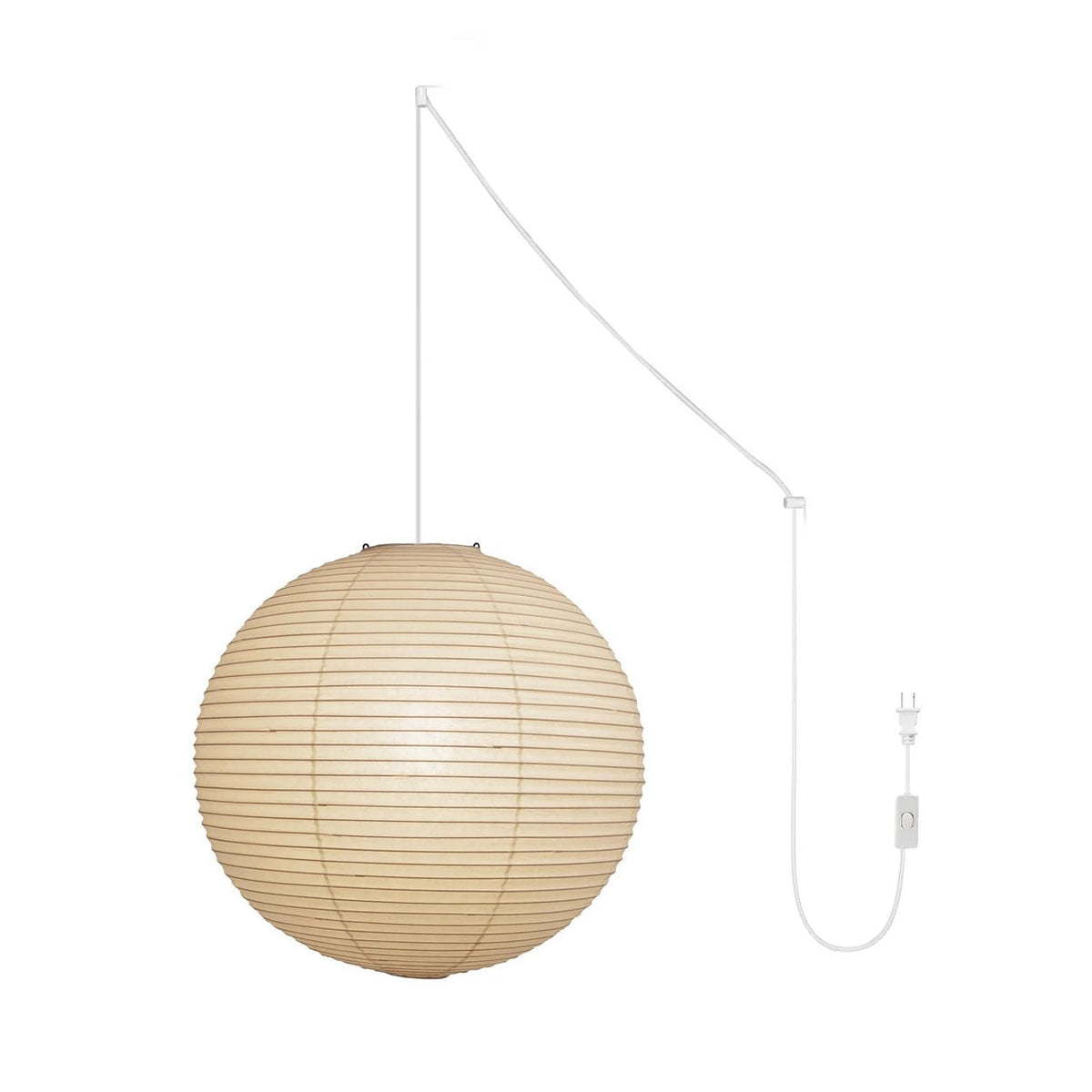 Quaden Paper Globe White Plug Wire Pendant Light