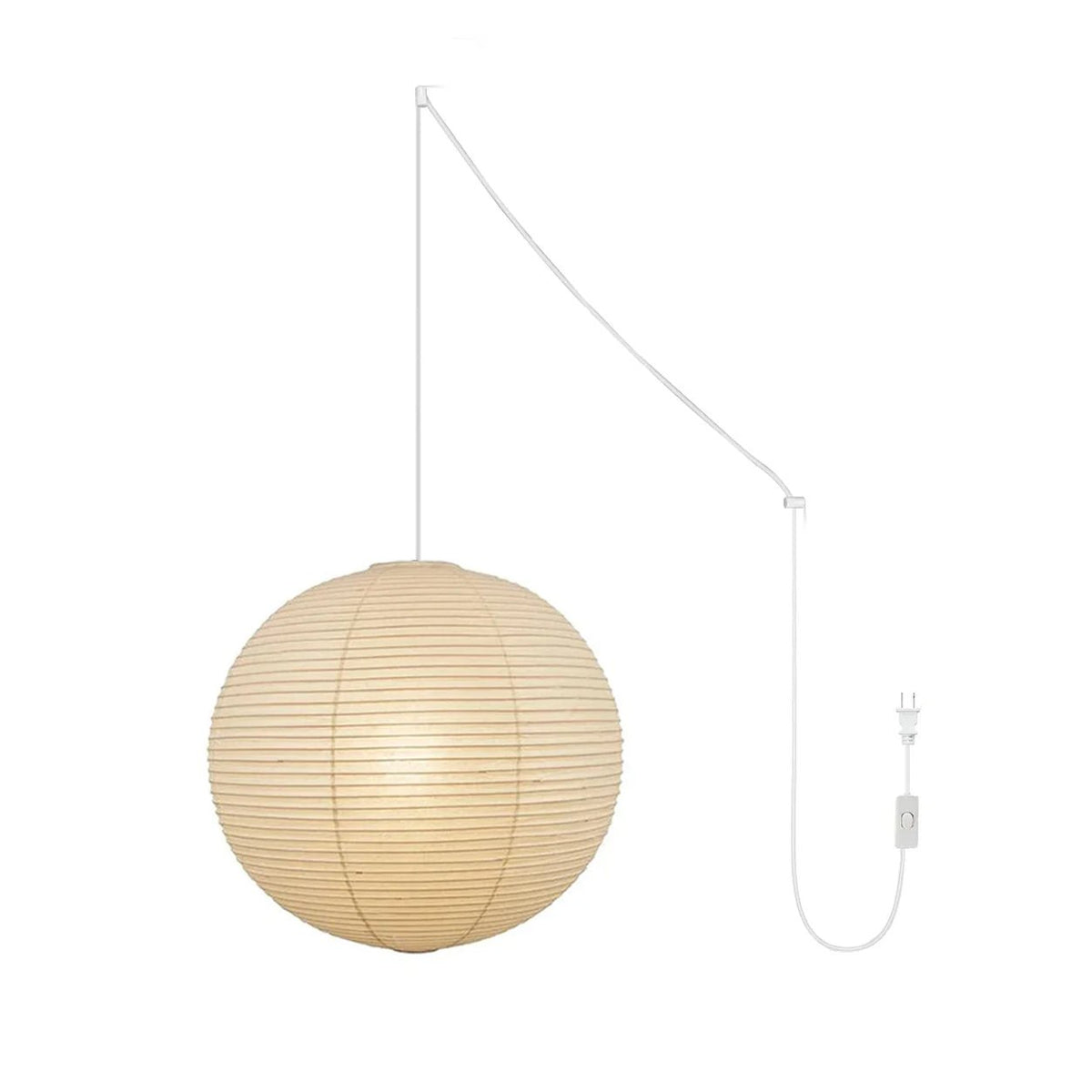 Quaden Paper Globe White Plug Wire Pendant Light