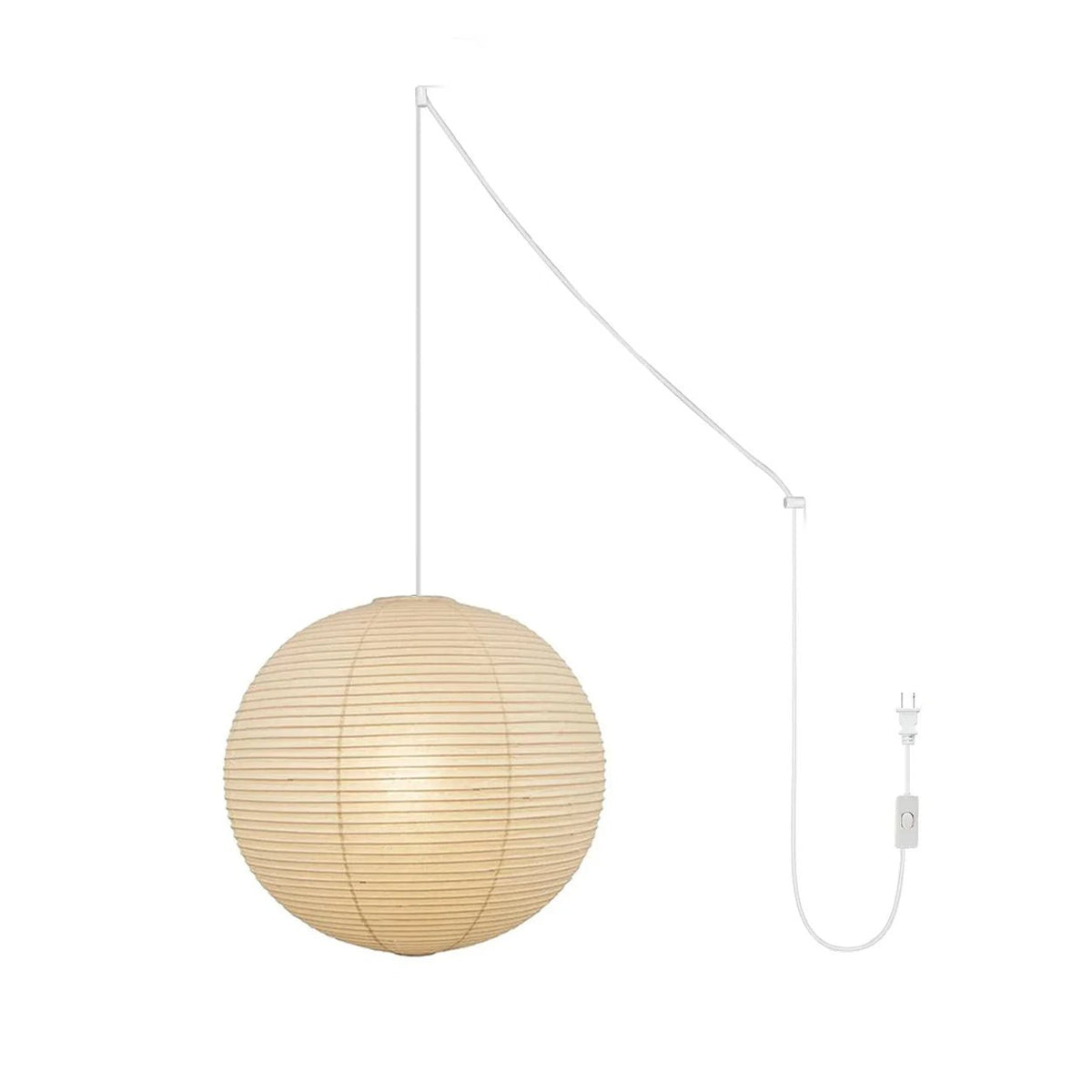 Quaden Paper Globe White Plug Wire Pendant Light