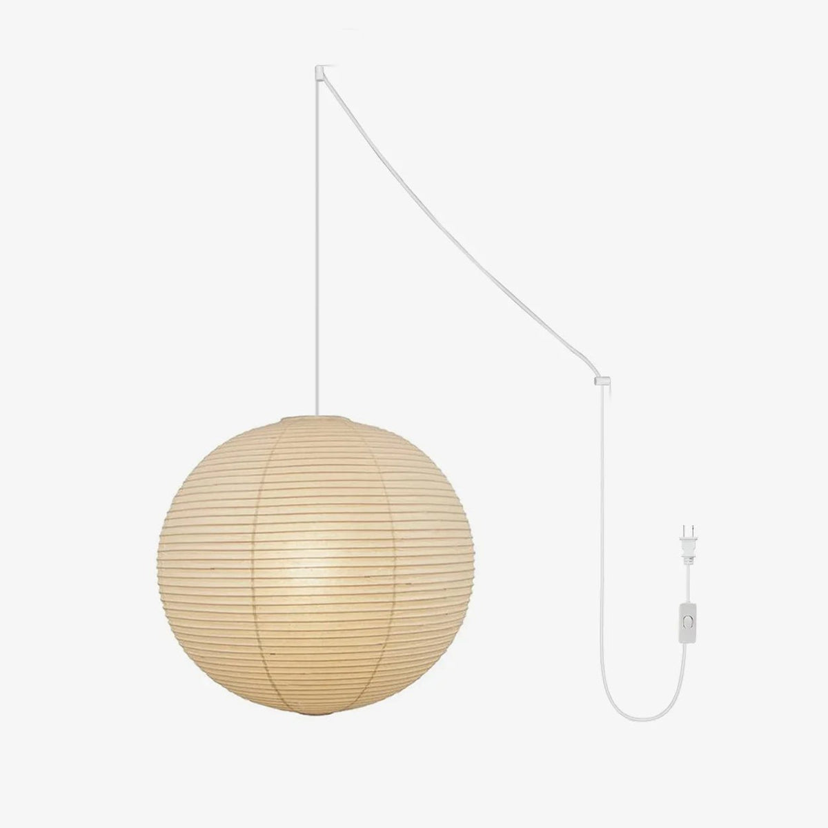 Quaden Paper Globe White Plug Wire Pendant Light