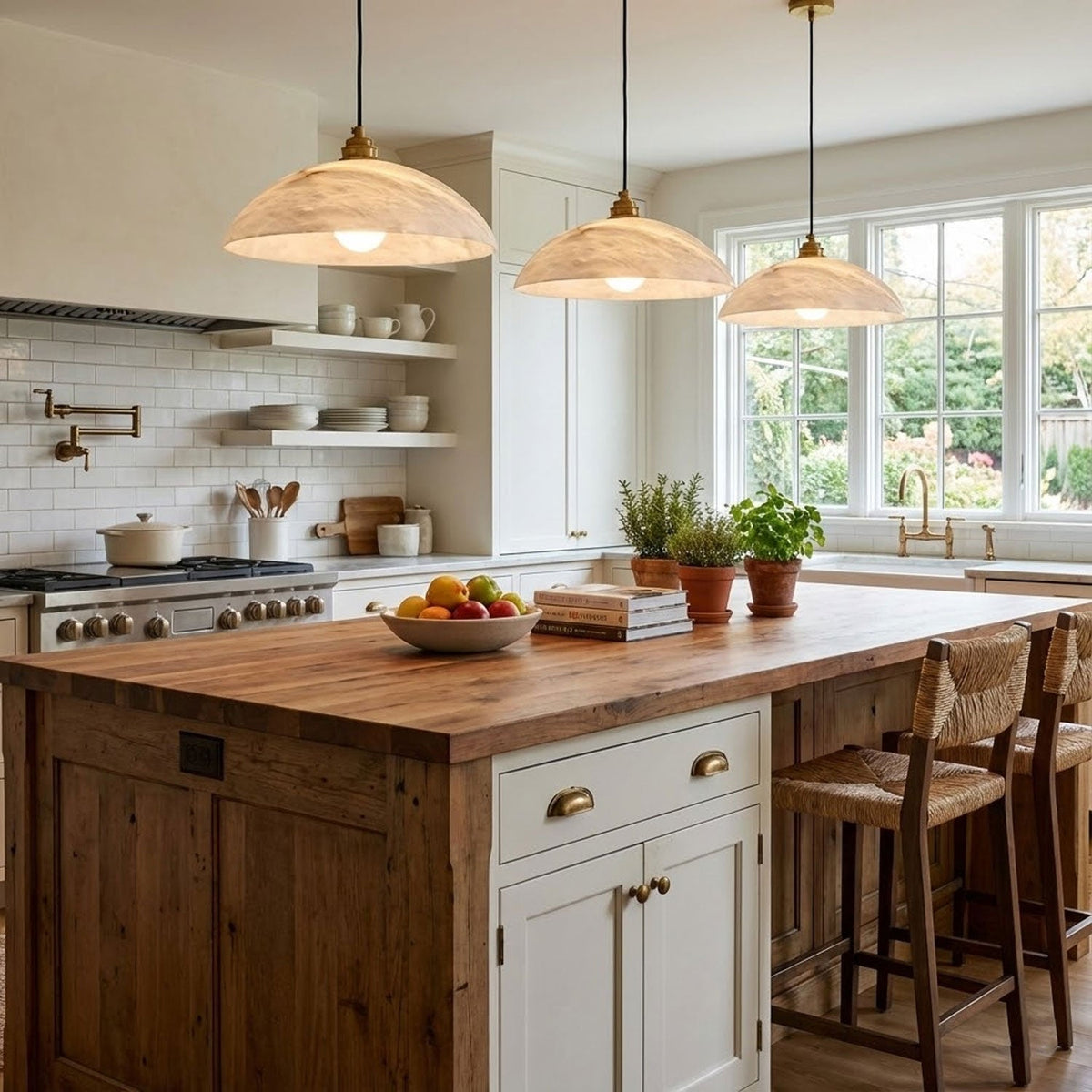 Gesol Alabaster Dome Pendant Light