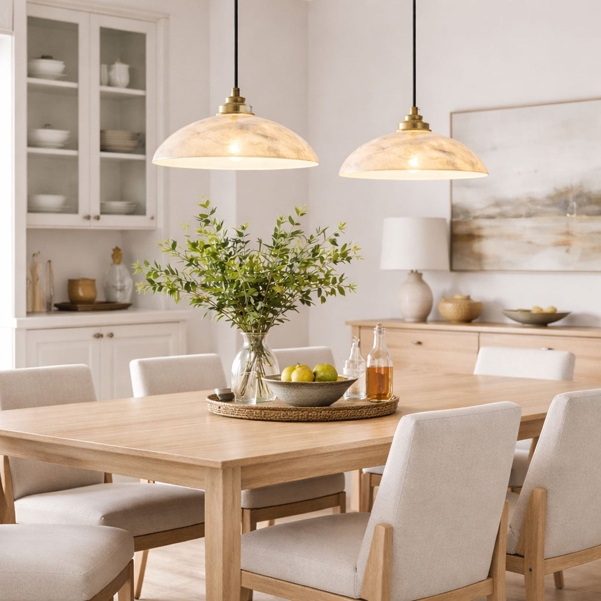 Gesol Alabaster Dome Pendant Light