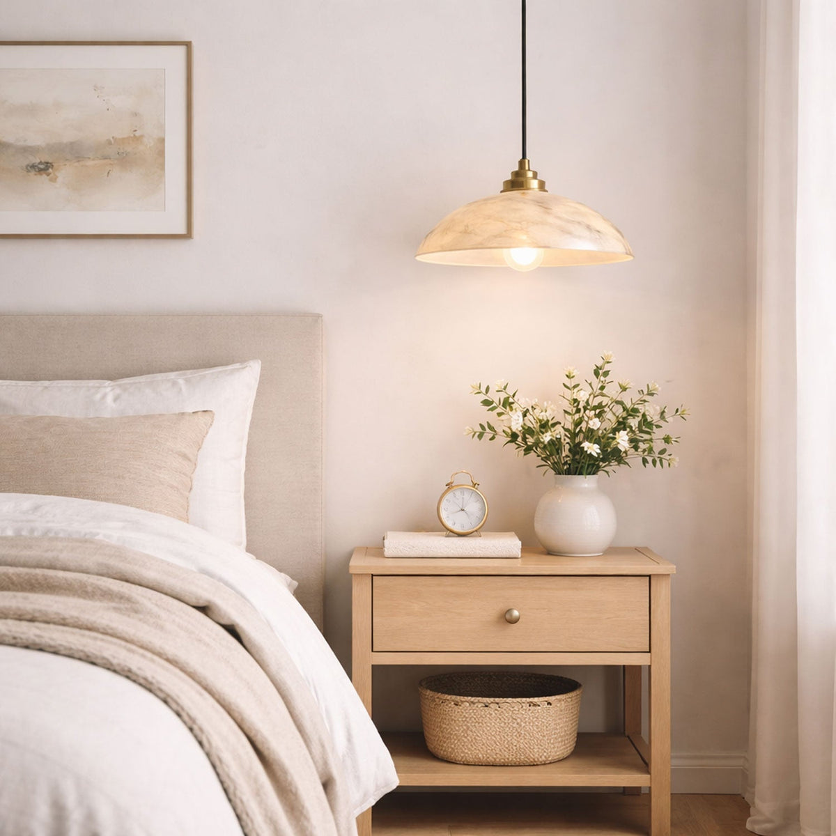 Gesol Alabaster Dome Pendant Light