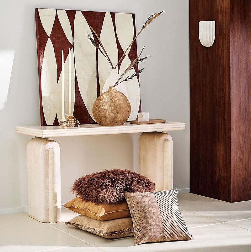 Qesta Bedsides Interior Modern Natural Alabaster Cube Candle Holder