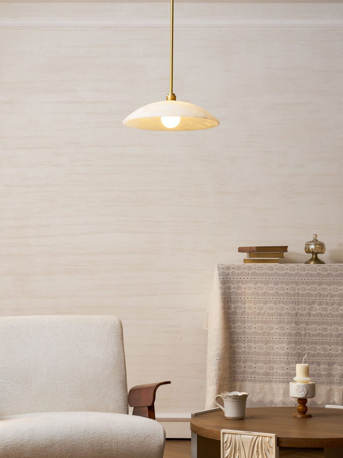 Gesol Alabaster Dome Pendant Light