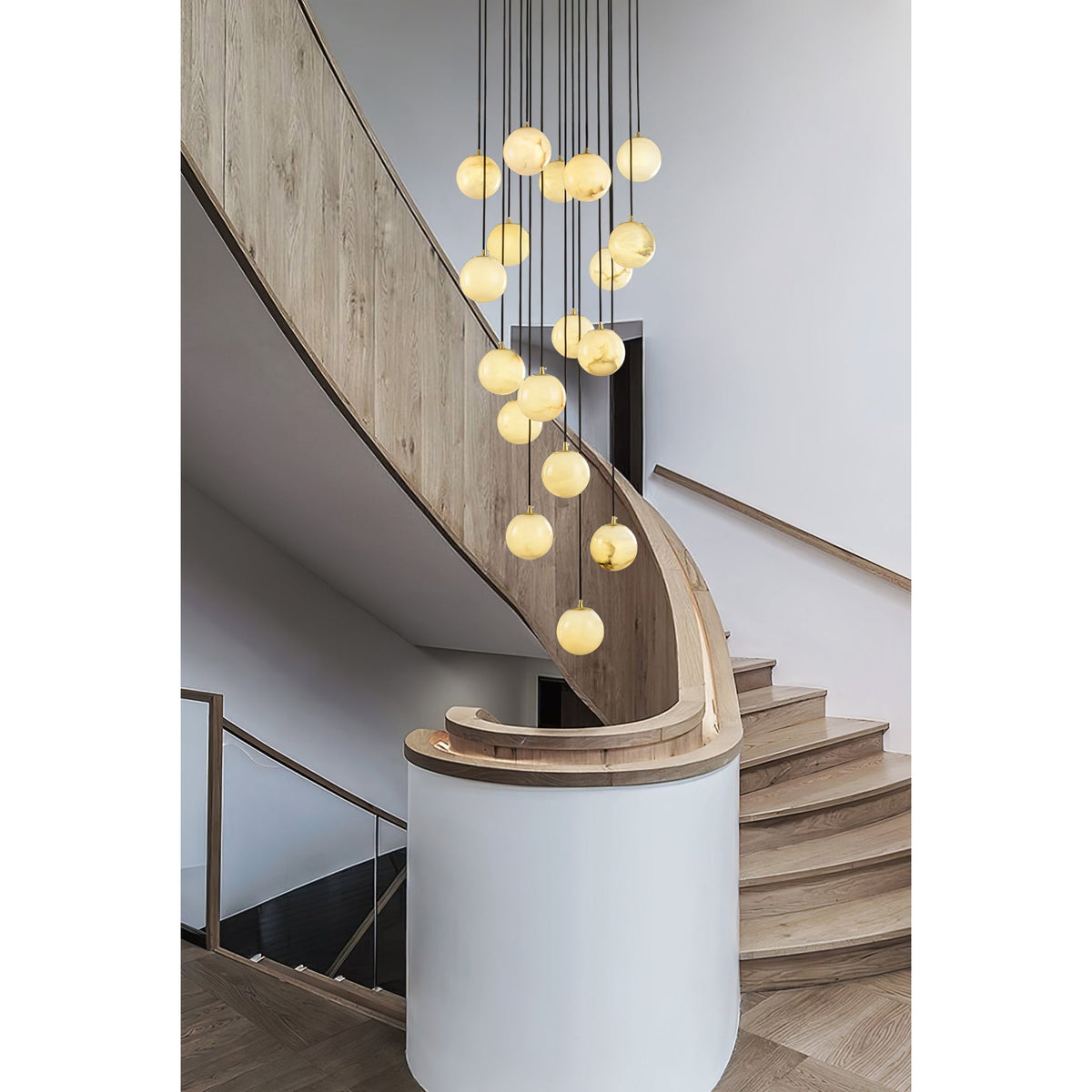 Belen Balls Modern Cluster Alabaster  Chandelier