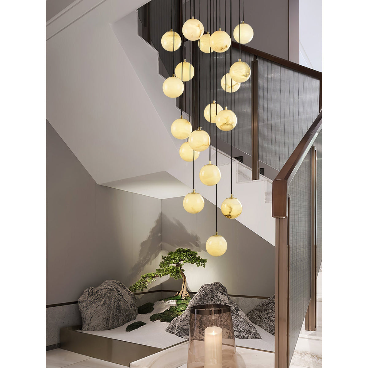 Belen Balls Modern Cluster Alabaster  Chandelier