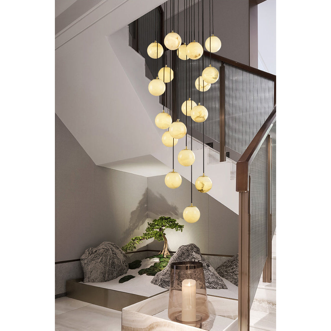 Gloruvye Balls Modern Cluster Alabaster  Chandelier