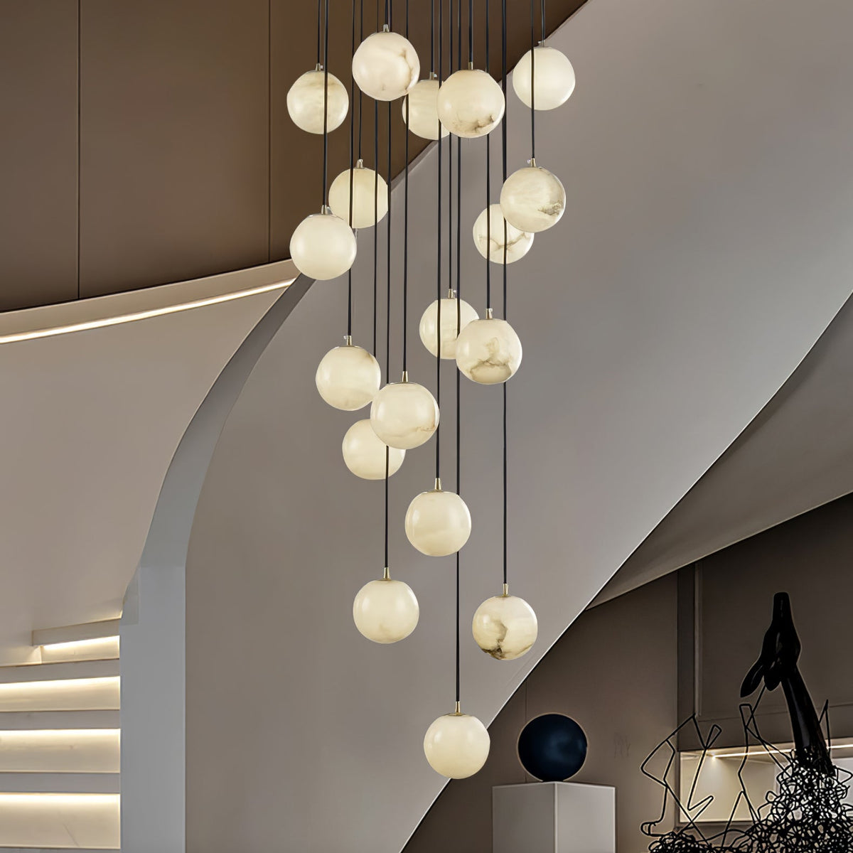 Gloruvye Balls Modern Cluster Alabaster  Chandelier