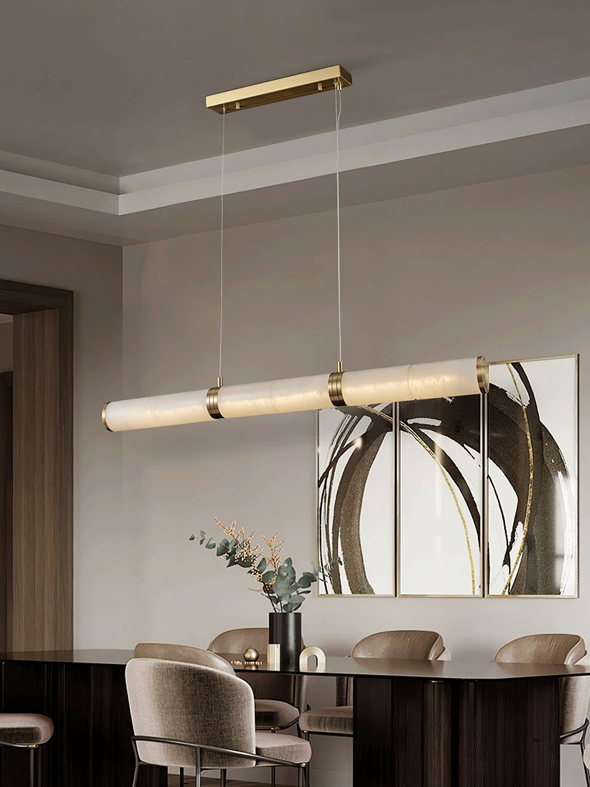 Gevrel Minimalist Alabaster Linear Pendant Light