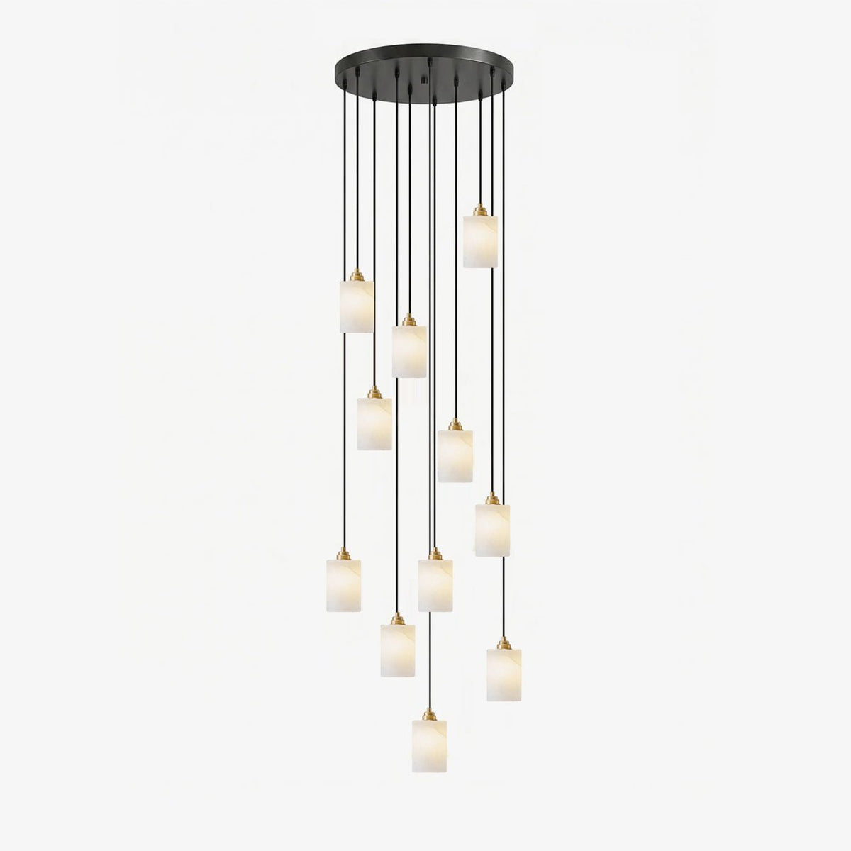 Nivanian Alabaster Cylinder Cluster Chandelier