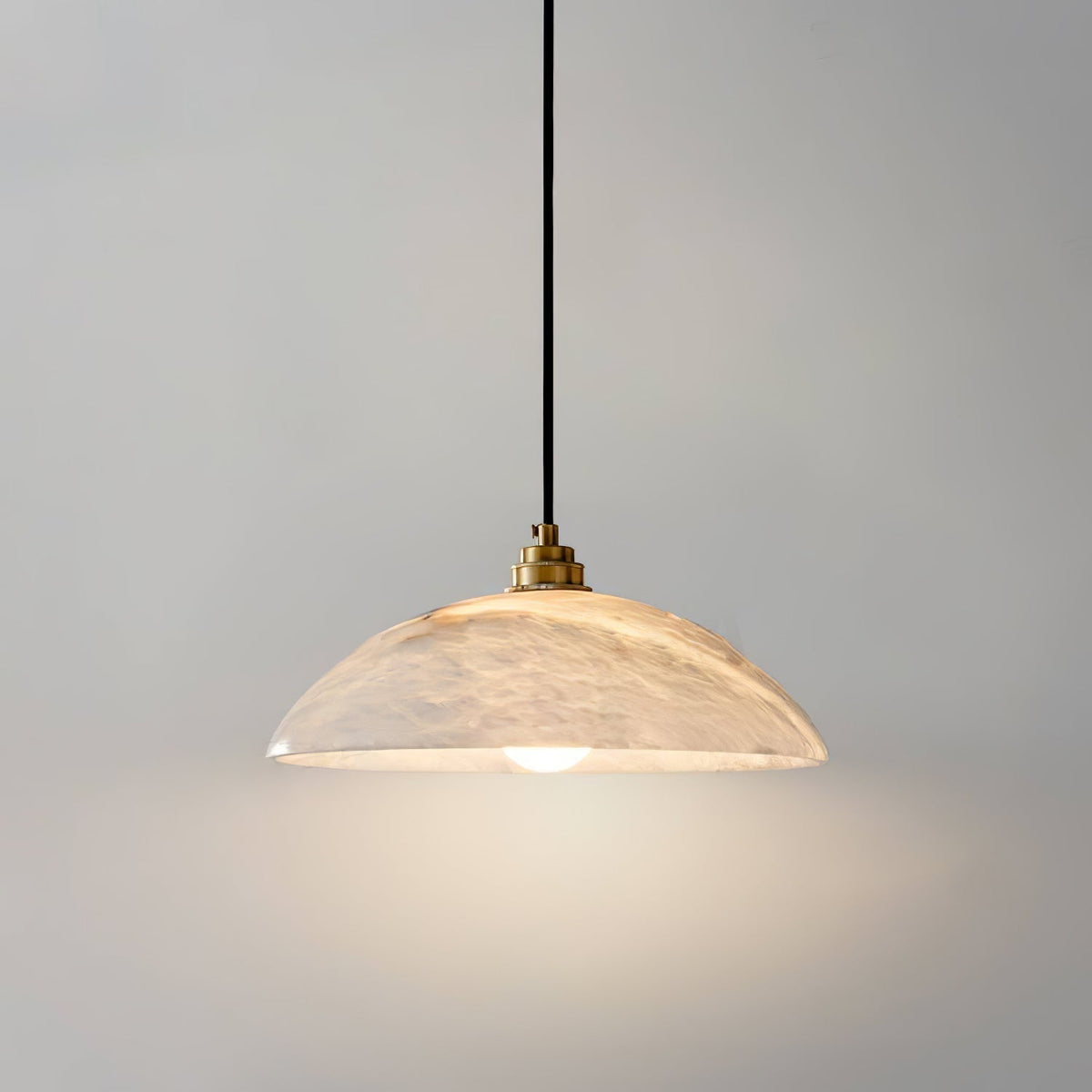 Gabriel Minimalist Alabaster Brass Dome Pendant Light