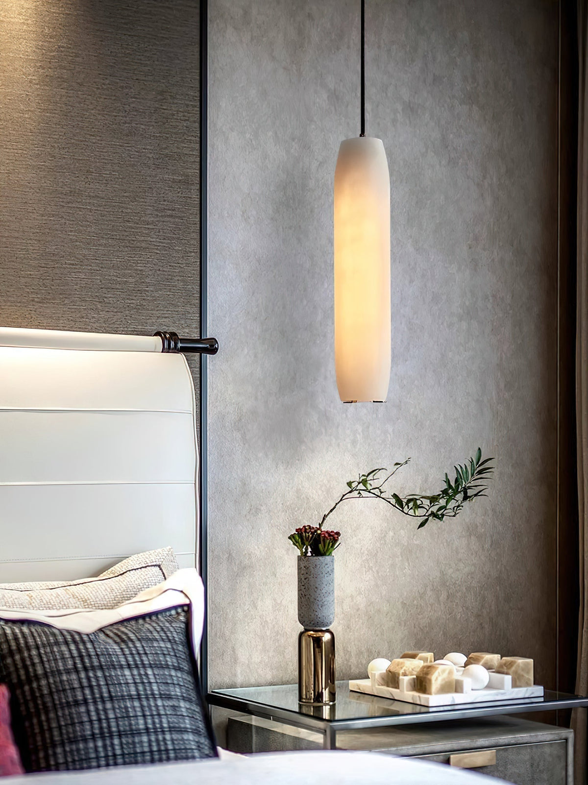 Orven Flute Modern Minimalist Alabaster Pendant Light