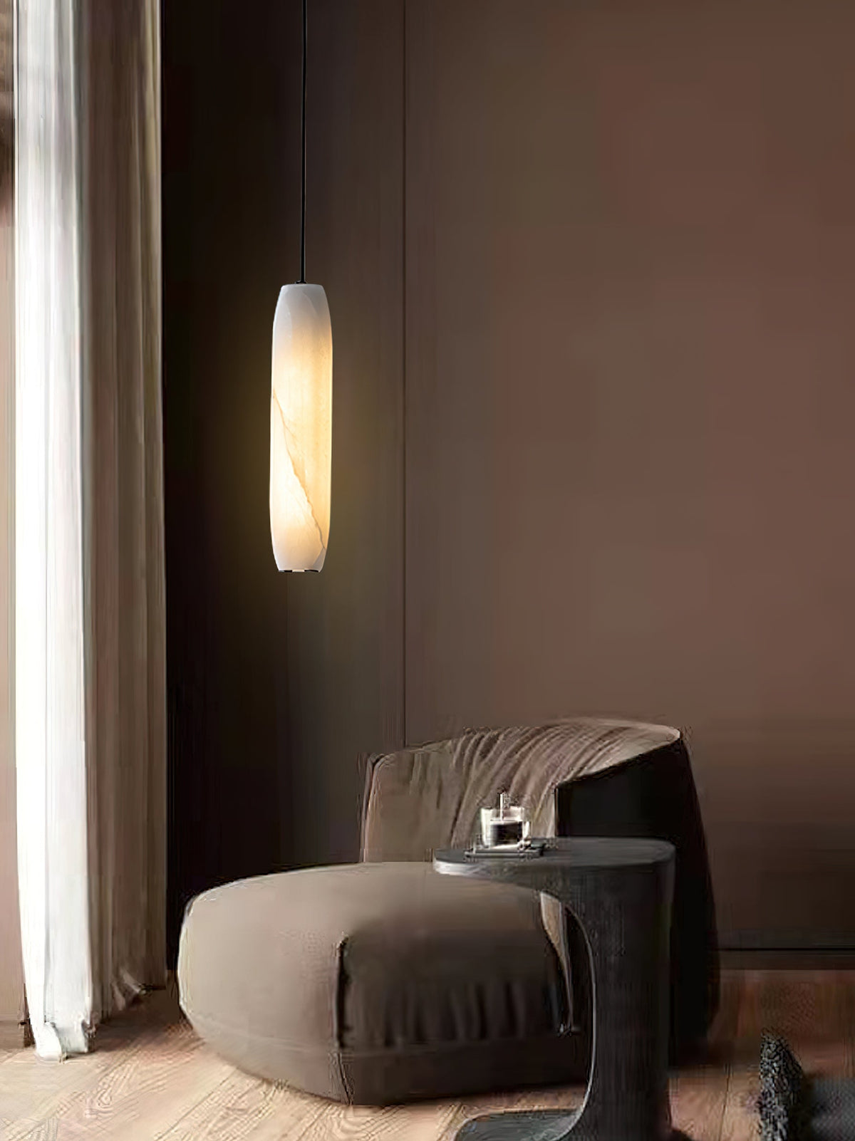 Orven Flute Modern Minimalist Alabaster Pendant Light