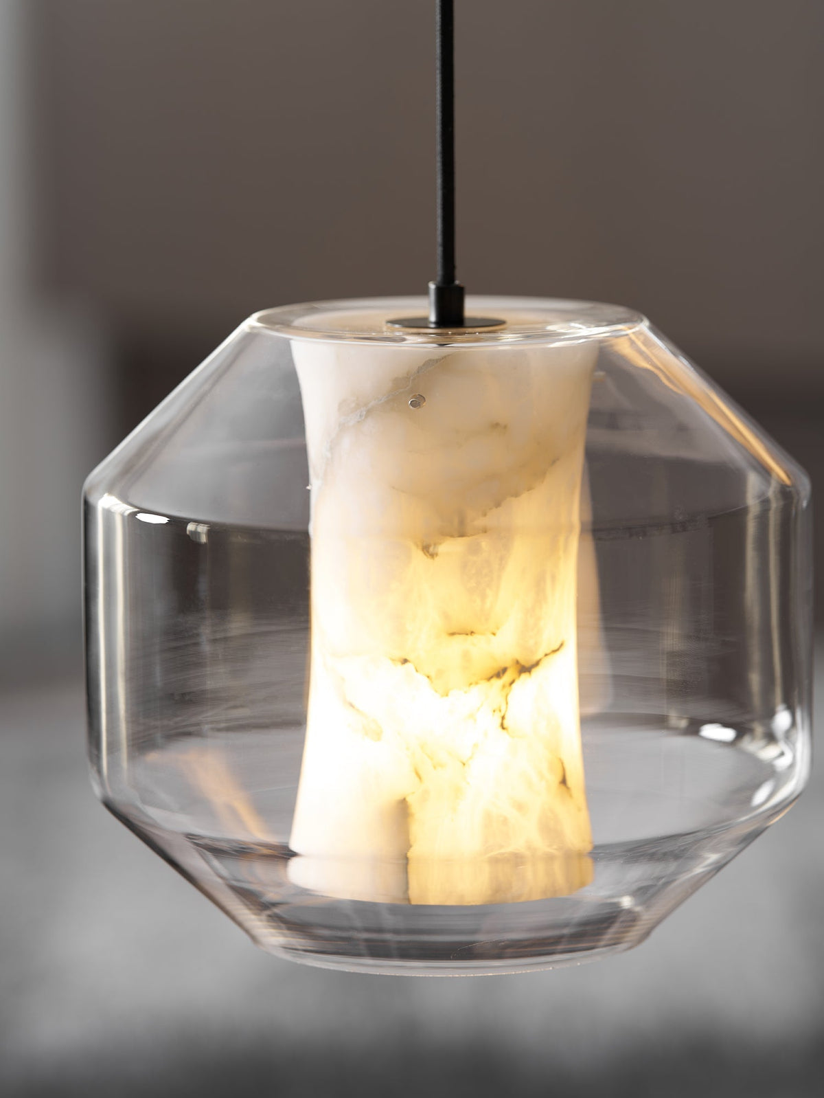 Yikia Alabaster Glass Cylinder Pendant Light