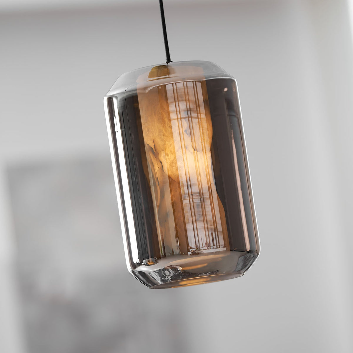 Yikia Alabaster Glass Cylinder Pendant Light