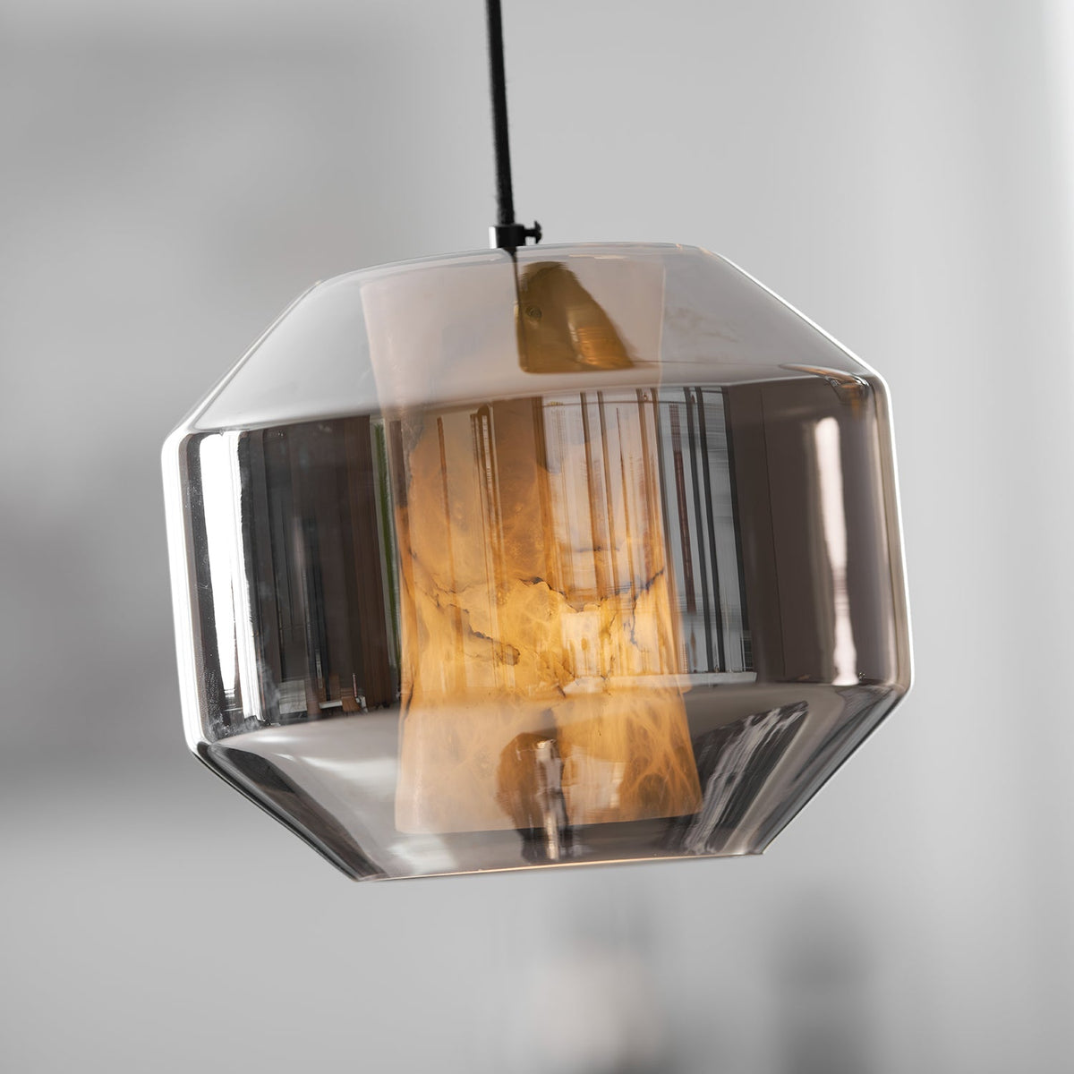Yikia Alabaster Glass Cylinder Pendant Light